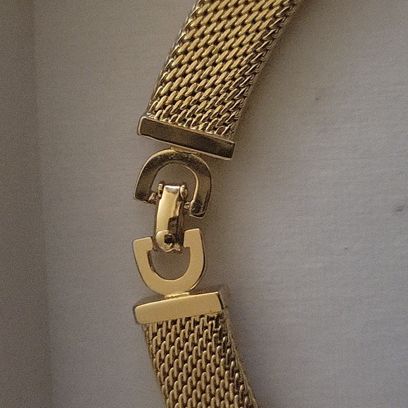 Vtg Christian Dior Statement Yellow Rhinestone Gold Tone Collar Necklace - Picture 3 of 7